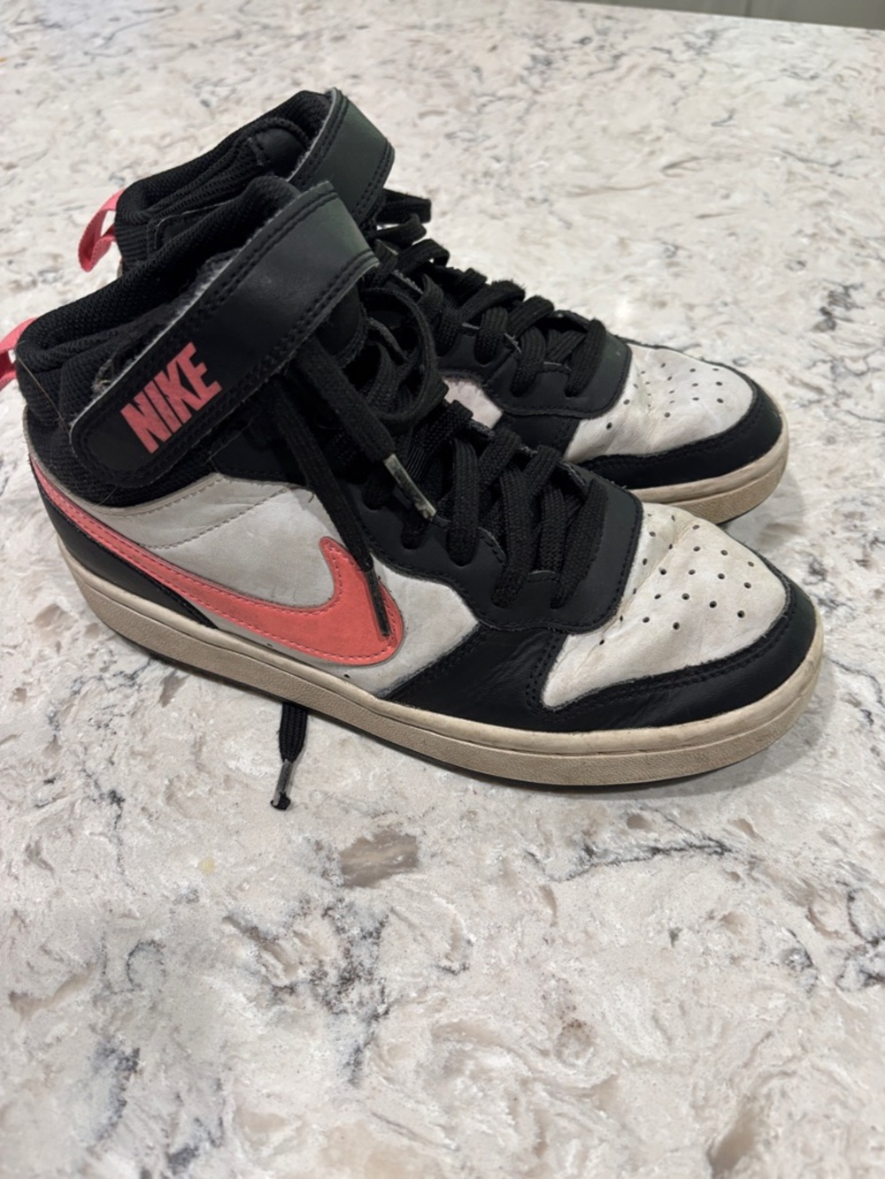 Nike Mid-Top Sneakers in Black, White & Coral Pink